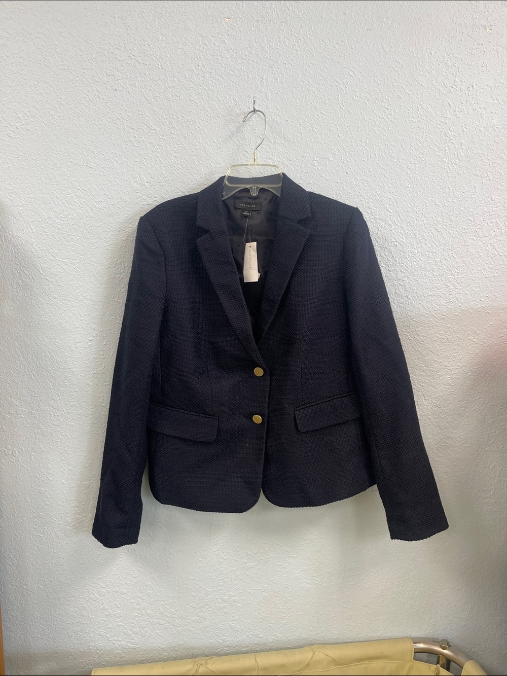 NWT Ann Taylor Navy Textured Two-Button Blazer